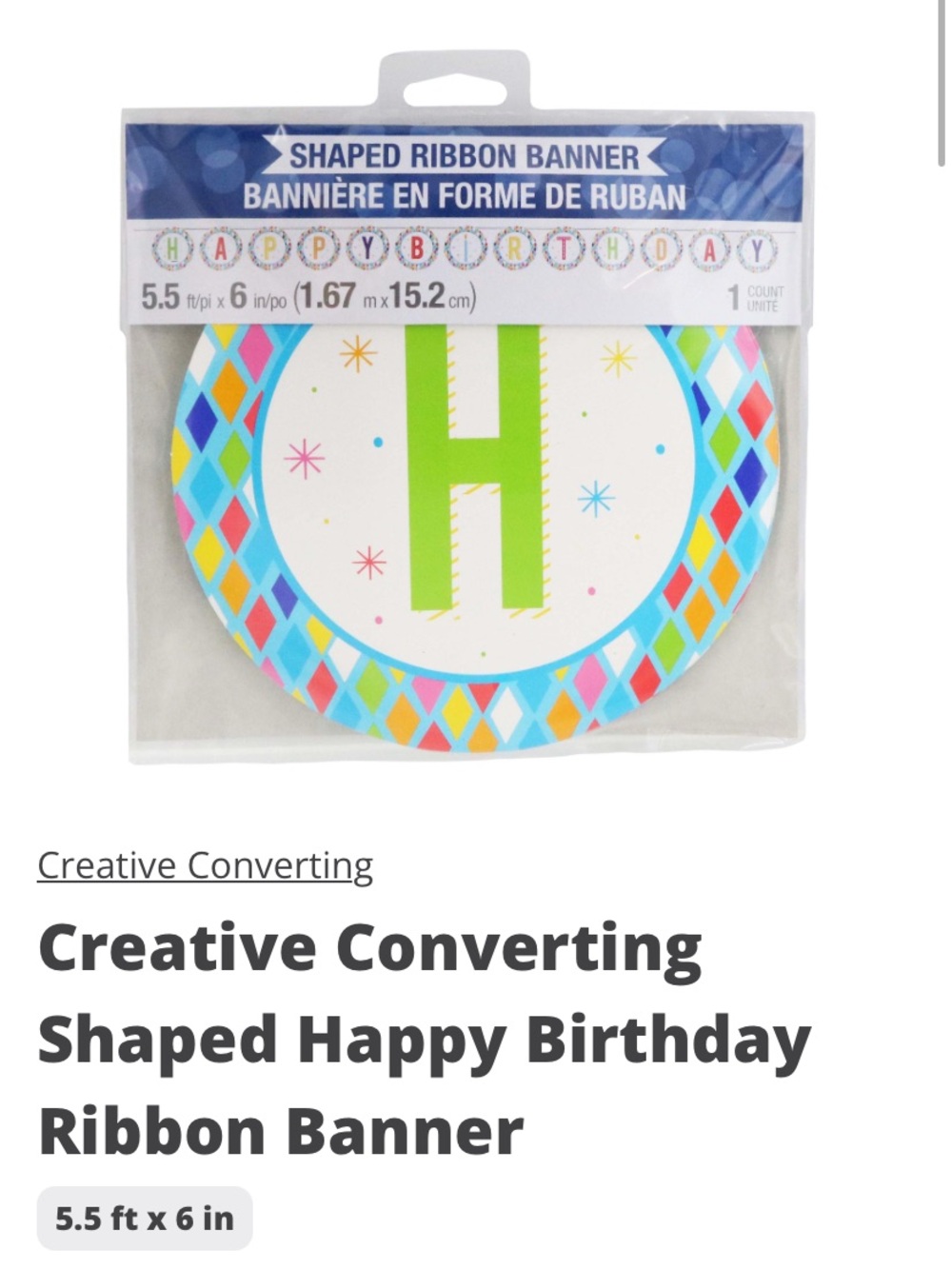 Shaped Happy Birthday Ribbon Banner - Multicolor